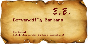 Borvendég Barbara névjegykártya